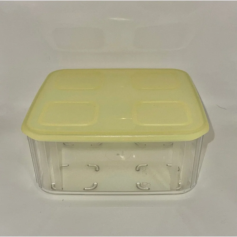 Tupperware #3151 Clear‎ Mates Square Stackable Storage Container Yellow Lid